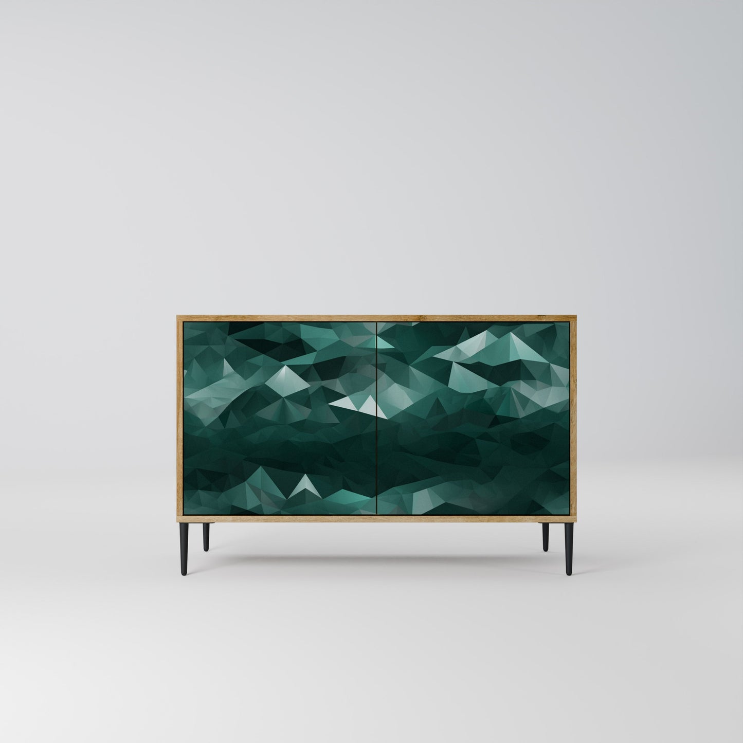 Credenza POLYGONALE FLUTTUANTE a 2 ante in effetto rovere