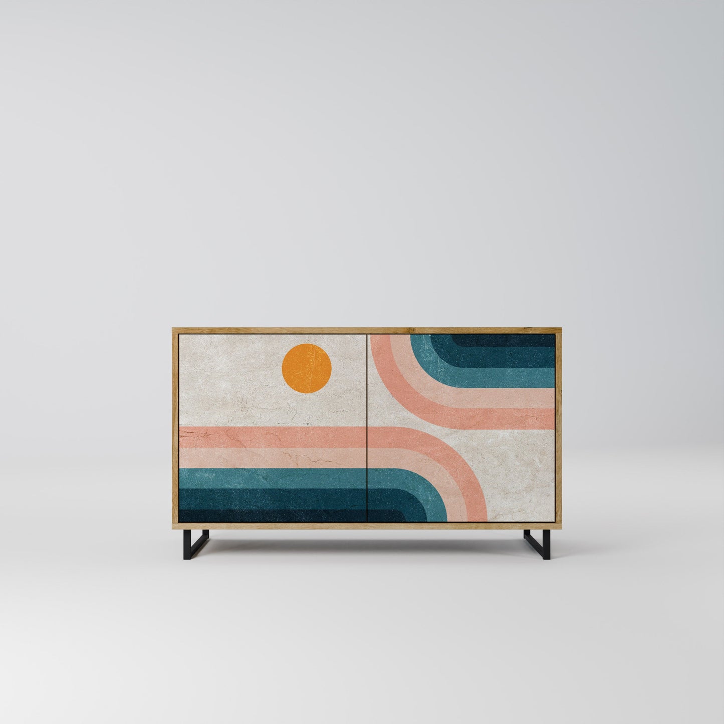 Credenza TWO HALVES a 2 ante in effetto rovere