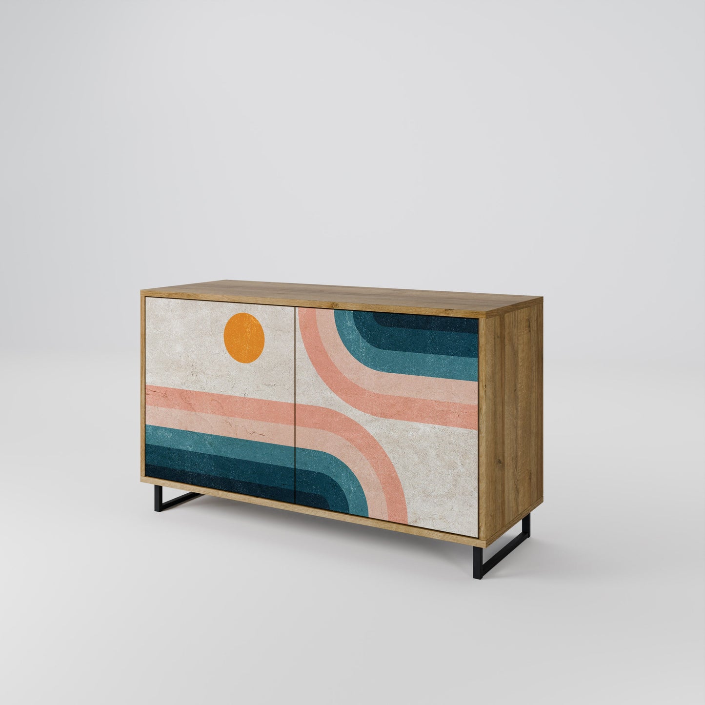Credenza TWO HALVES a 2 ante in effetto rovere