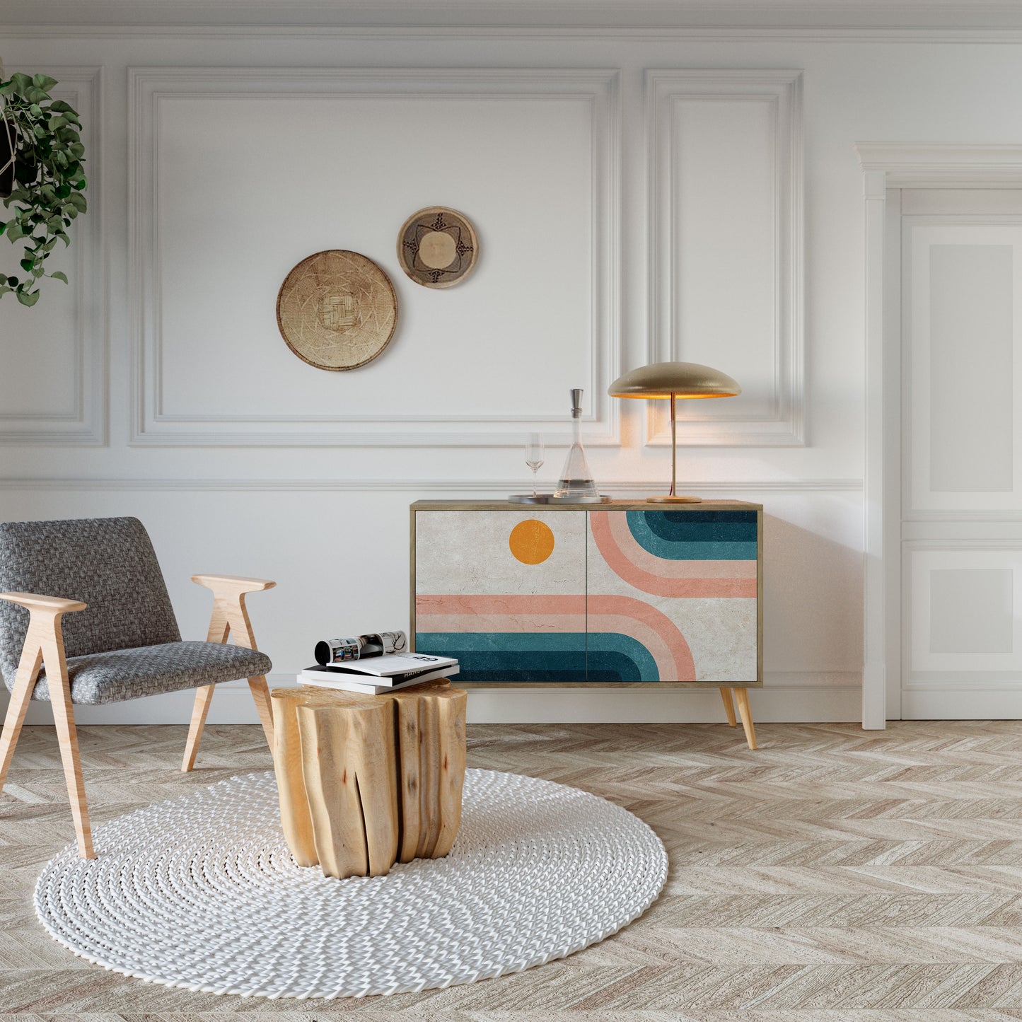 Credenza TWO HALVES a 2 ante in effetto rovere