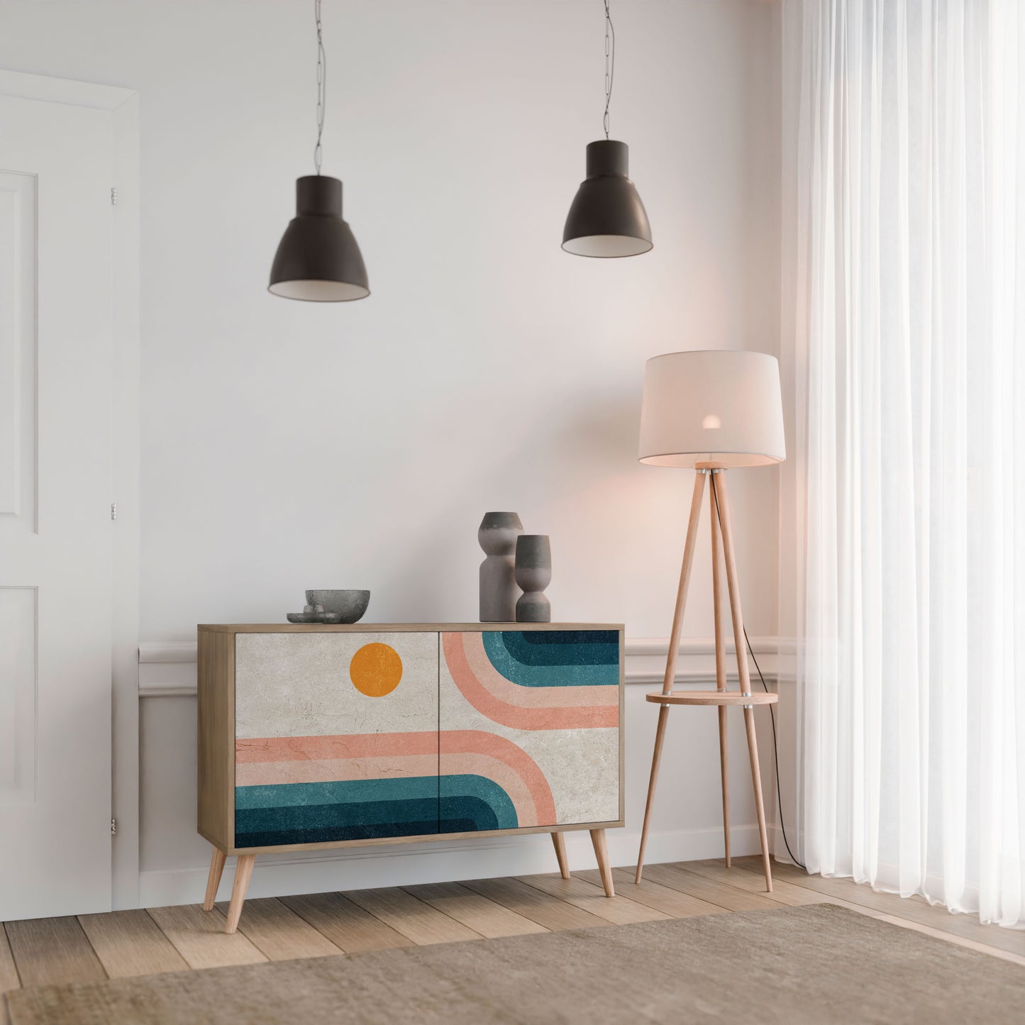 Credenza TWO HALVES a 2 ante in effetto rovere