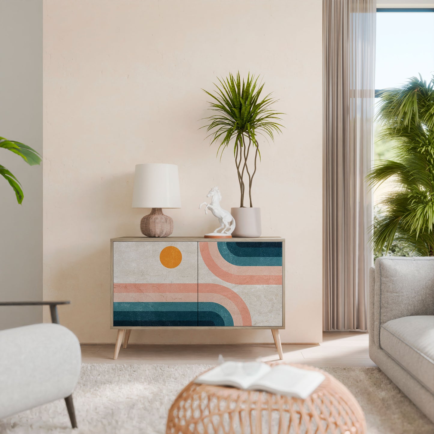 Credenza TWO HALVES a 2 ante in effetto rovere