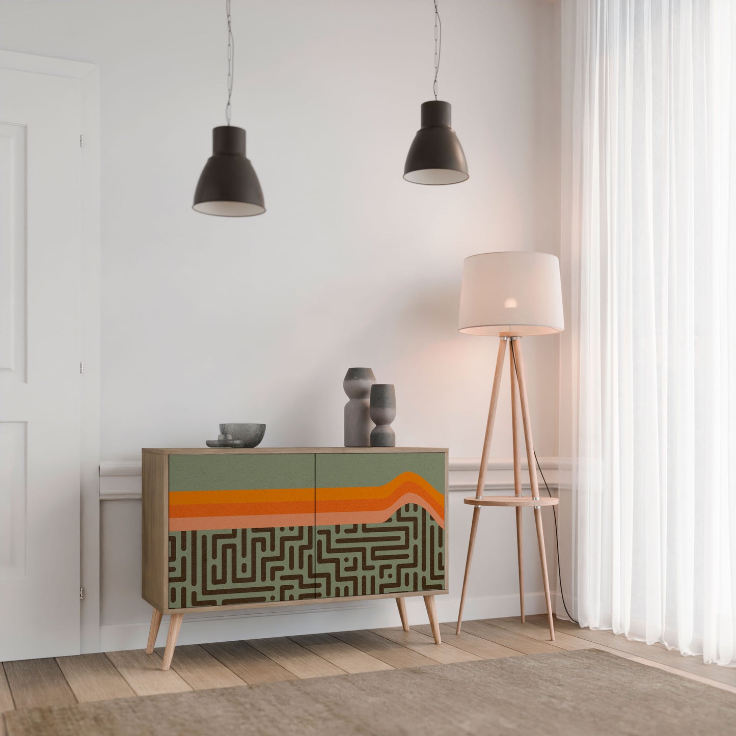 Credenza a 2 ante SIMPLE SOLUTIONS in effetto rovere