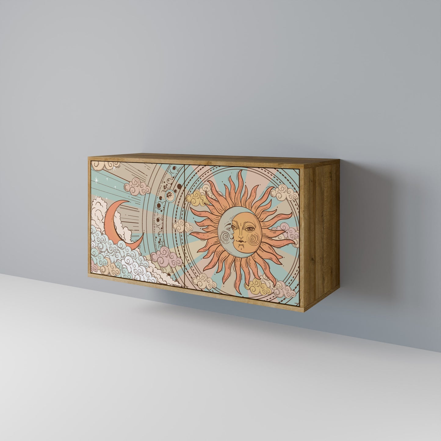 Credenza MYSTICAL STRUCTURE a 2 ante effetto rovere