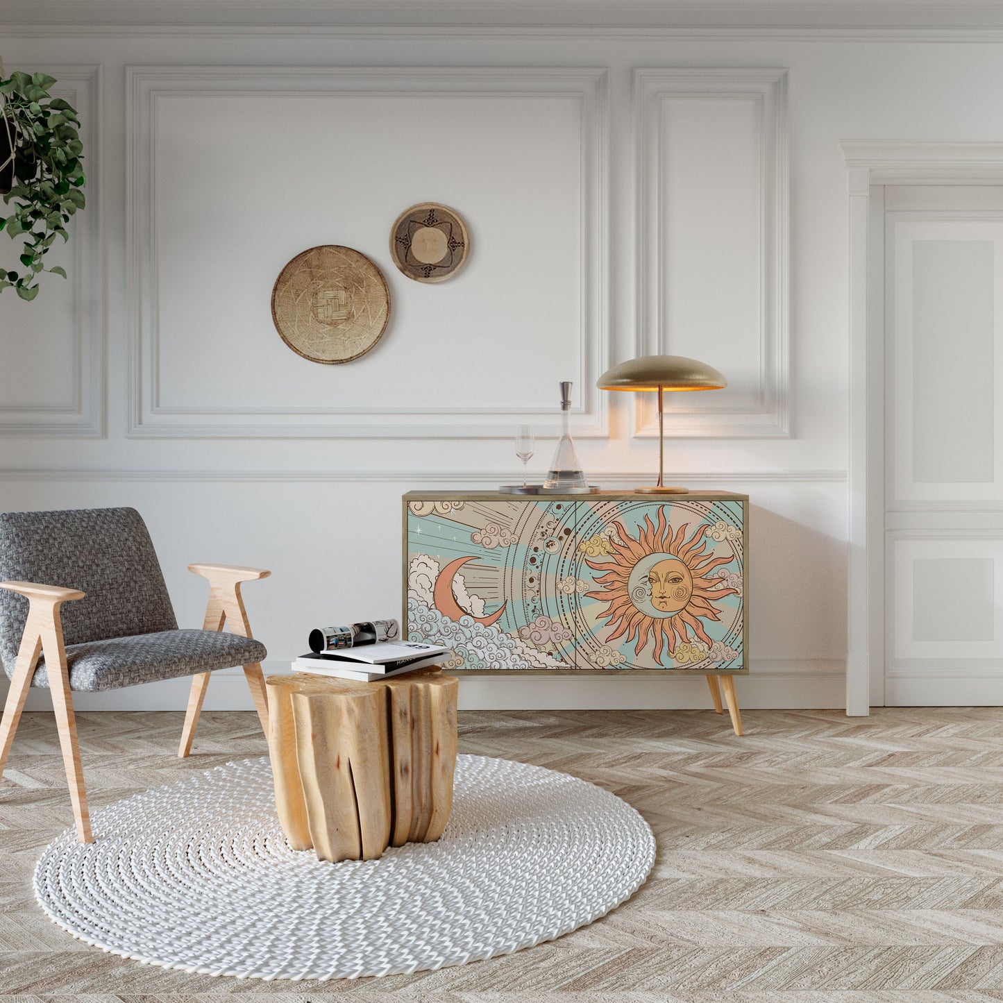 Credenza MYSTICAL STRUCTURE a 2 ante effetto rovere