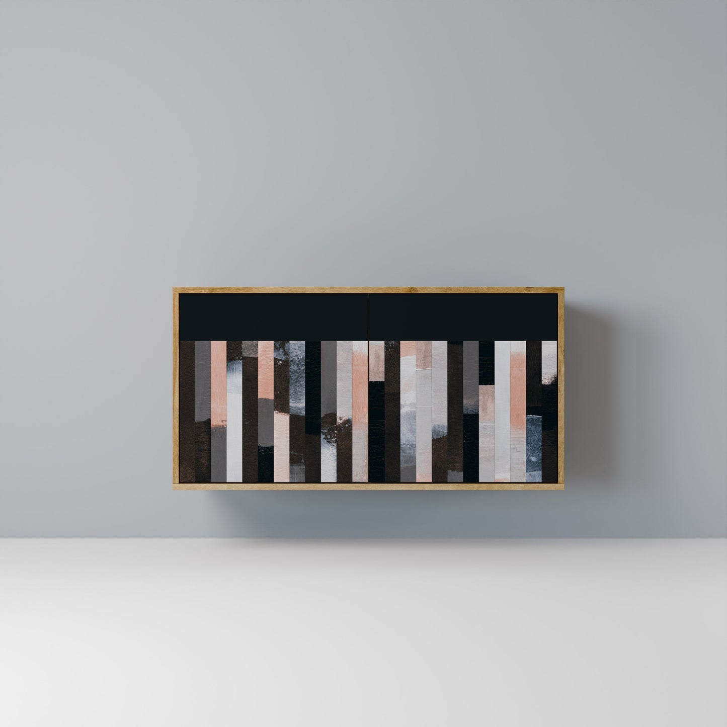 Credenza a 2 ante COLLAGE OF RECTANGLES in effetto rovere