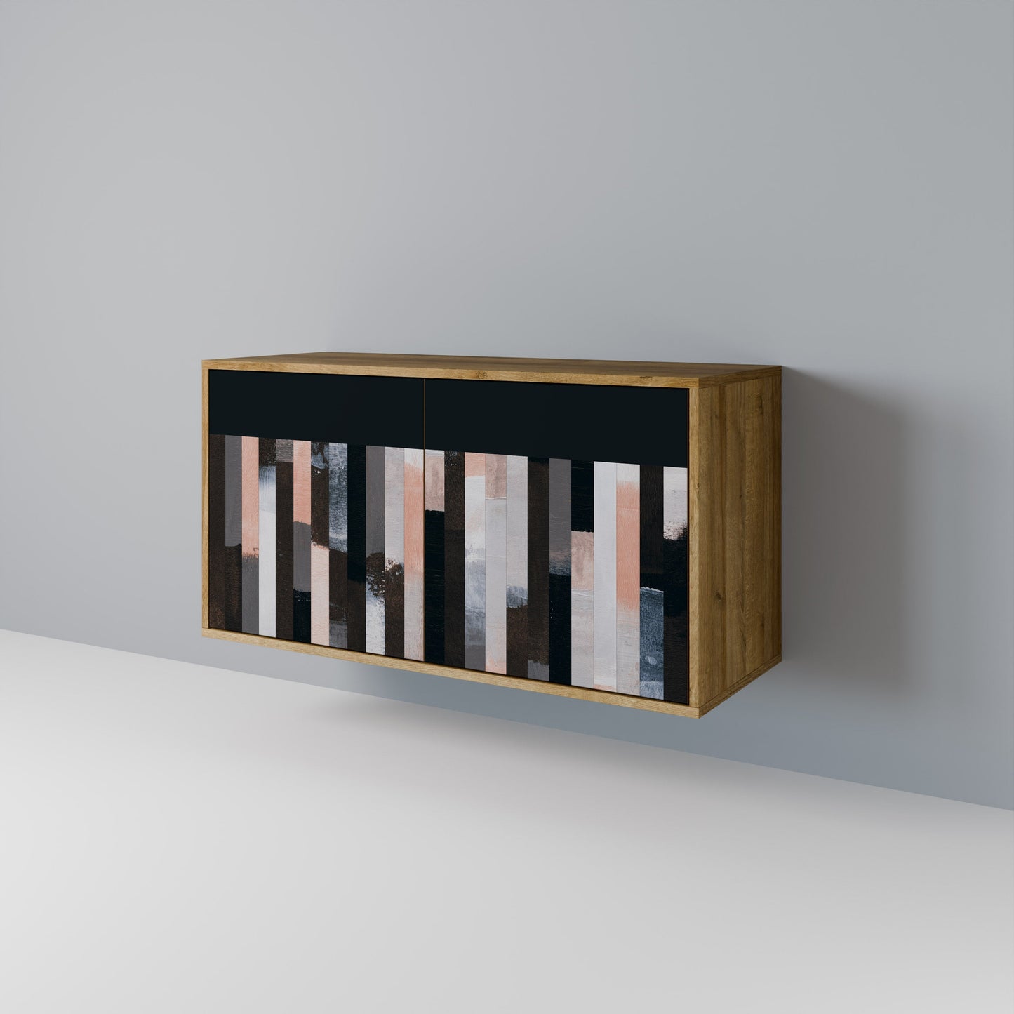 Credenza a 2 ante COLLAGE OF RECTANGLES in effetto rovere