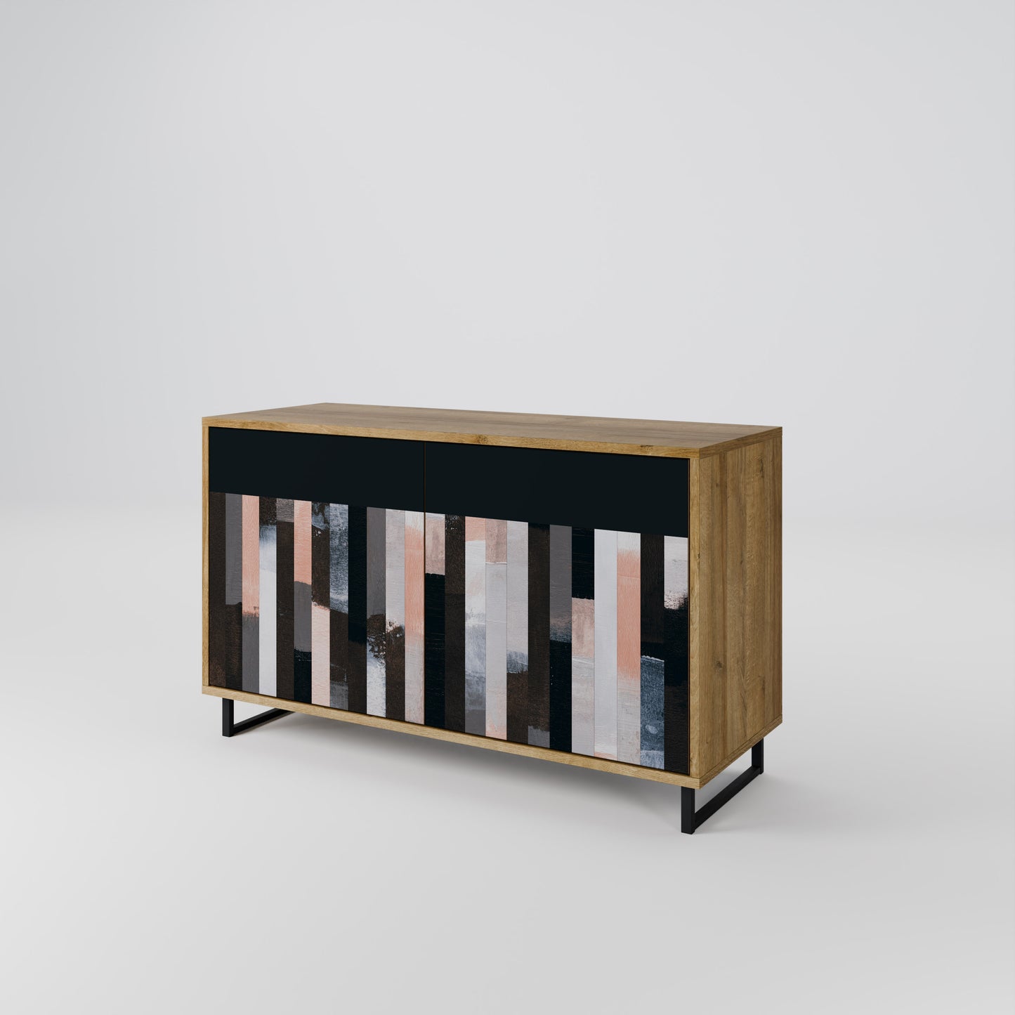 Credenza a 2 ante COLLAGE OF RECTANGLES in effetto rovere