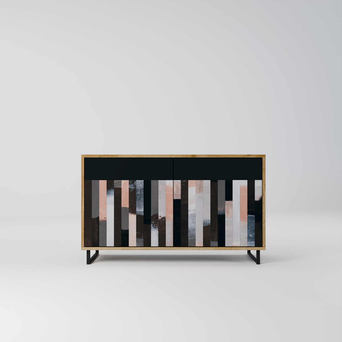 Credenza a 2 ante COLLAGE OF RECTANGLES in effetto rovere