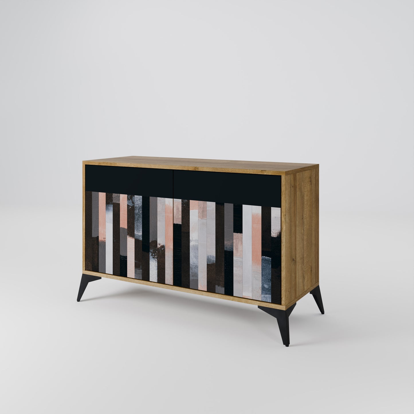 Credenza a 2 ante COLLAGE OF RECTANGLES in effetto rovere