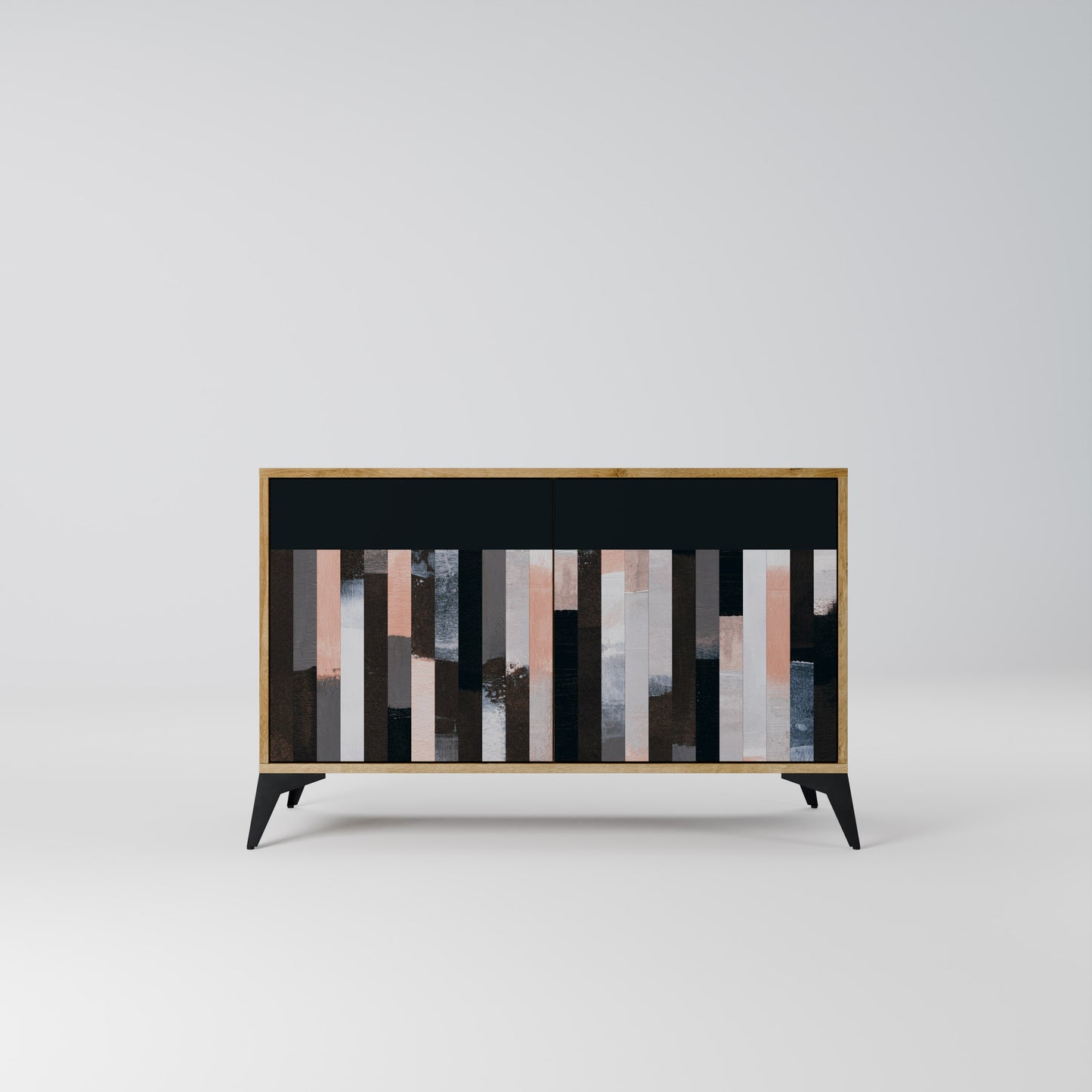 Credenza a 2 ante COLLAGE OF RECTANGLES in effetto rovere
