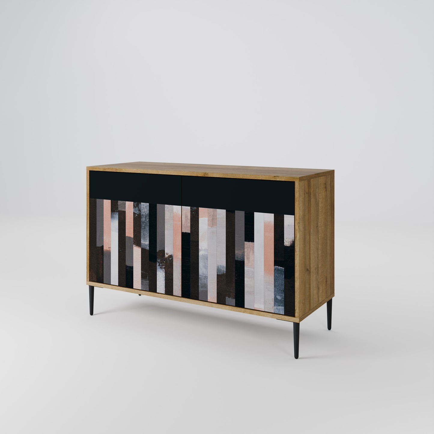 Credenza a 2 ante COLLAGE OF RECTANGLES in effetto rovere