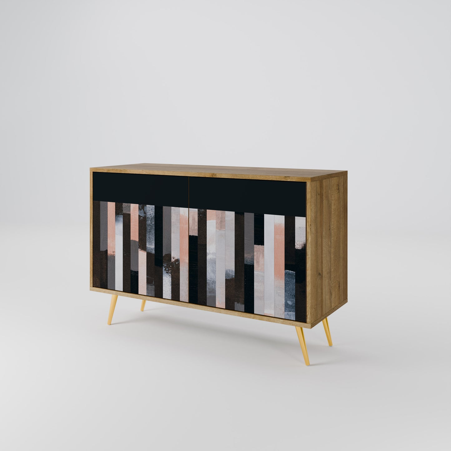 Credenza a 2 ante COLLAGE OF RECTANGLES in effetto rovere