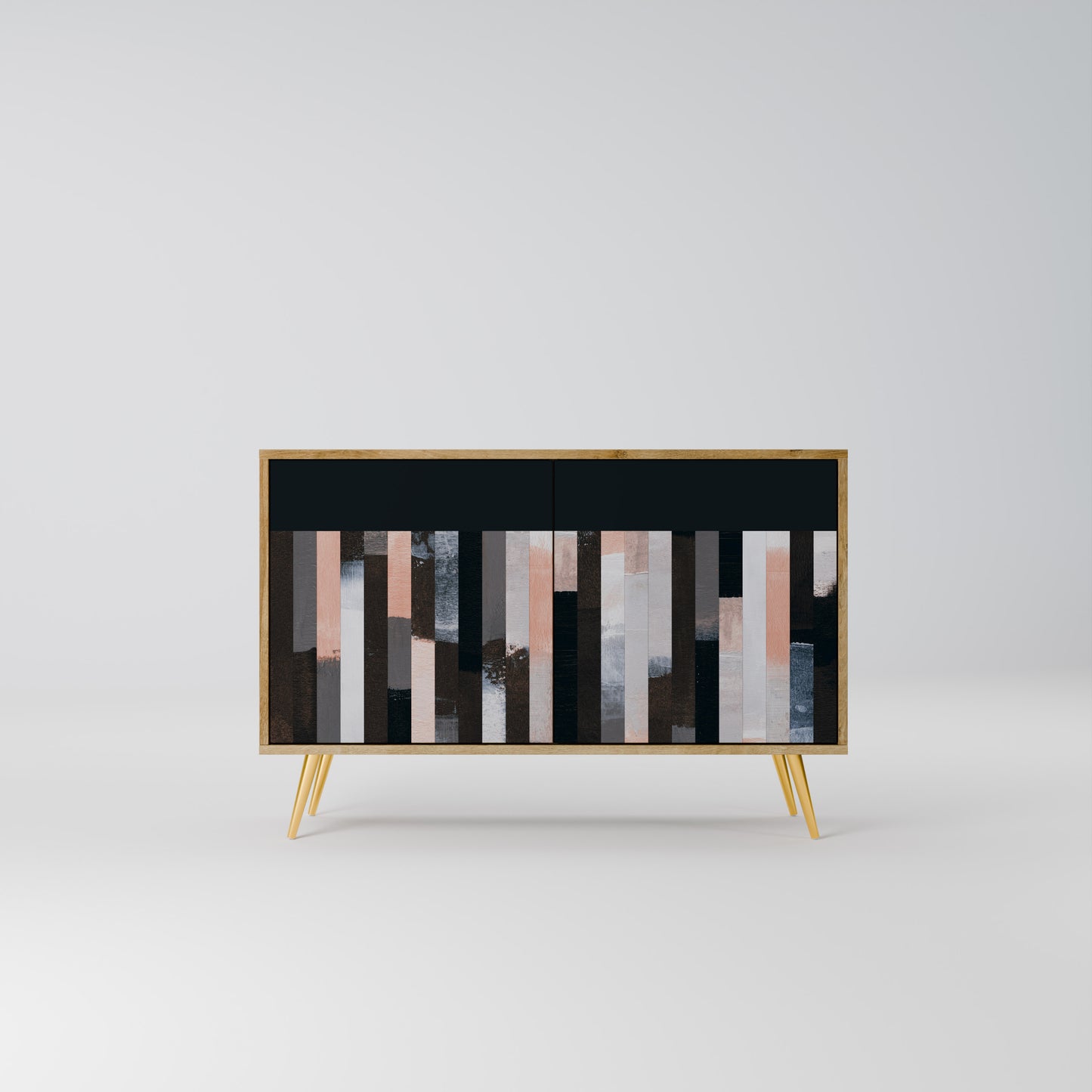 Credenza a 2 ante COLLAGE OF RECTANGLES in effetto rovere