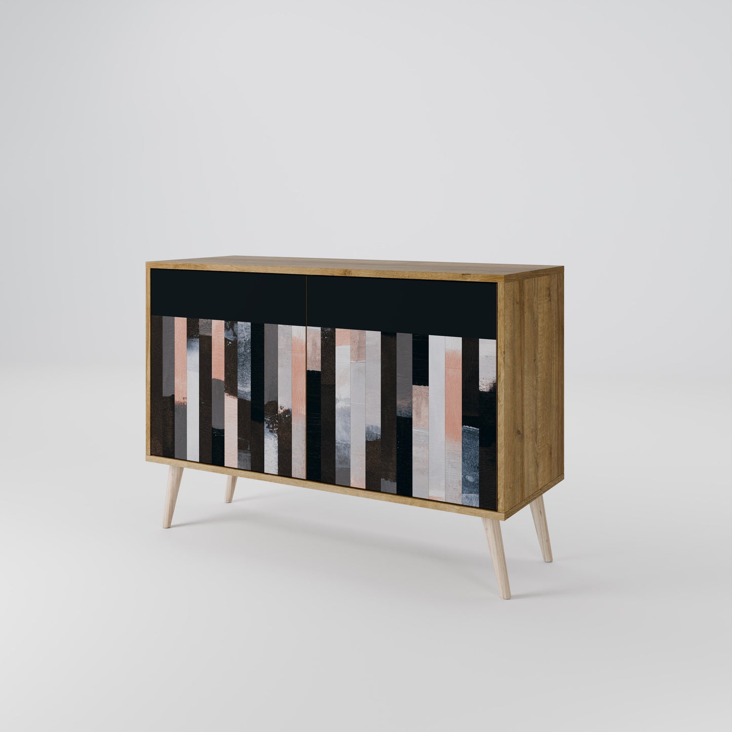 Credenza a 2 ante COLLAGE OF RECTANGLES in effetto rovere