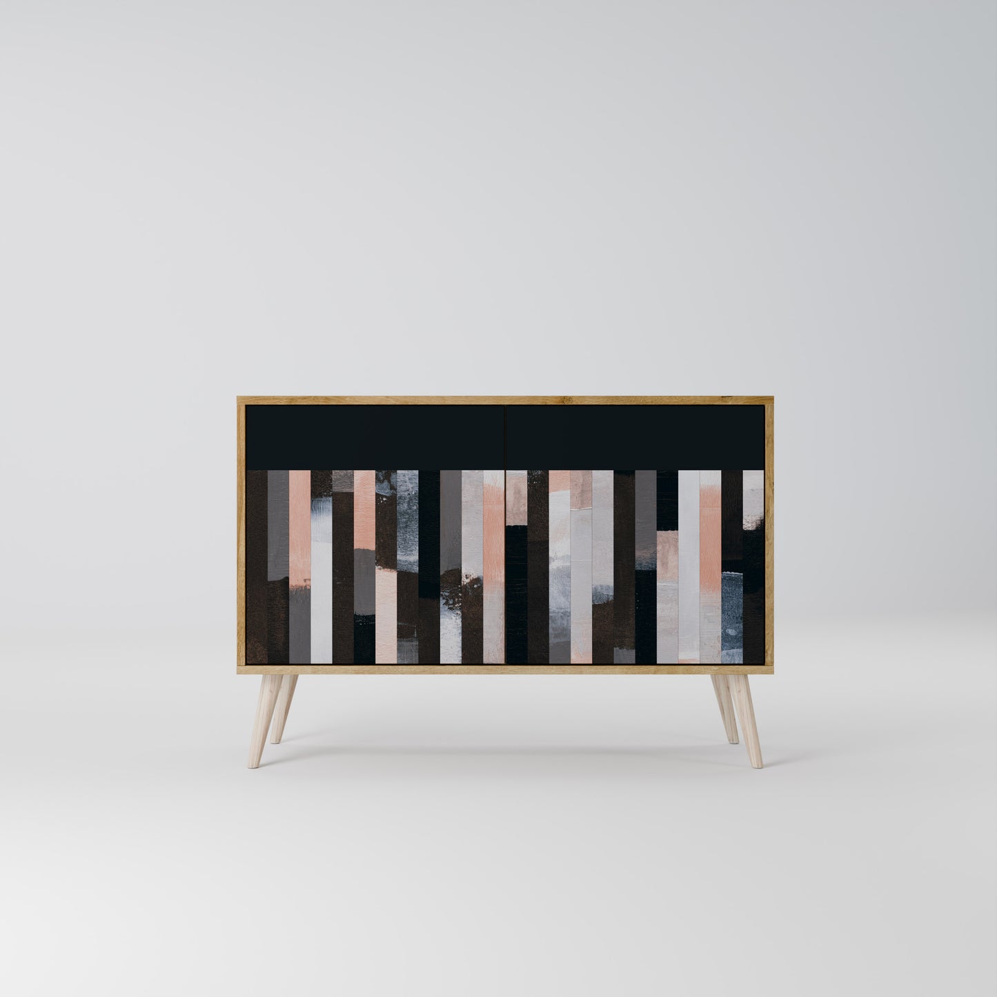 Credenza a 2 ante COLLAGE OF RECTANGLES in effetto rovere
