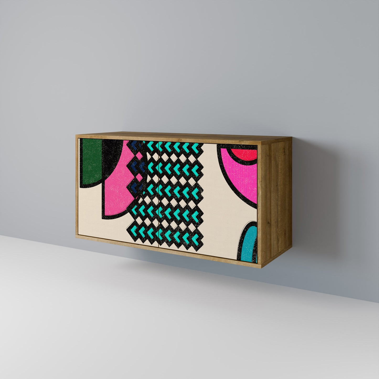 Credenza GEOMETRIC RHAPSODY a 2 ante in effetto rovere