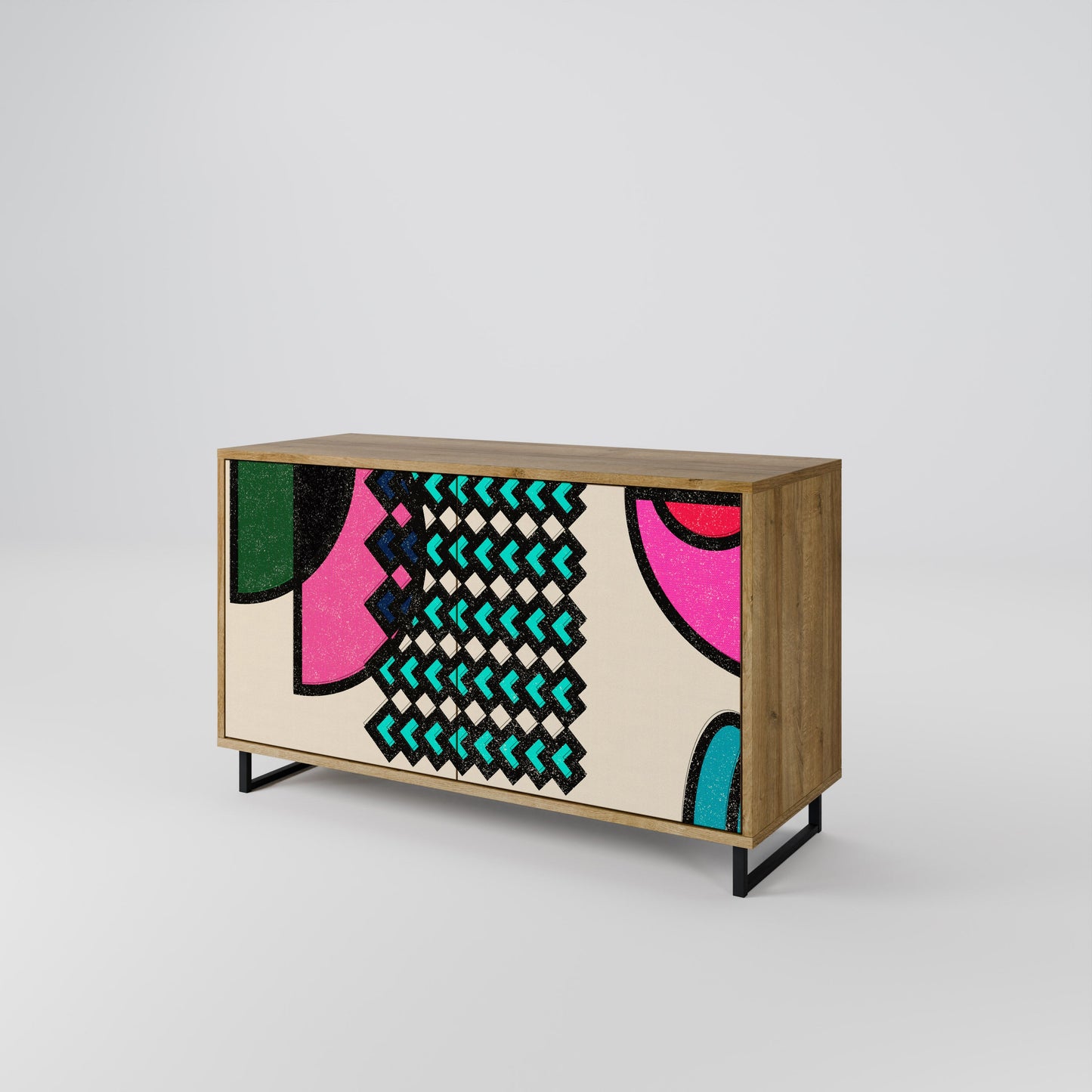 Credenza GEOMETRIC RHAPSODY a 2 ante in effetto rovere