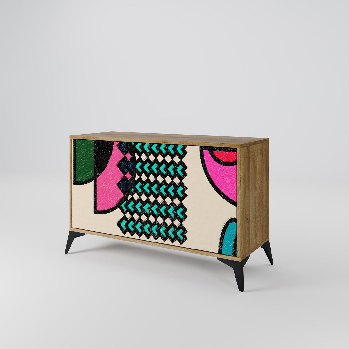 Credenza GEOMETRIC RHAPSODY a 2 ante in effetto rovere