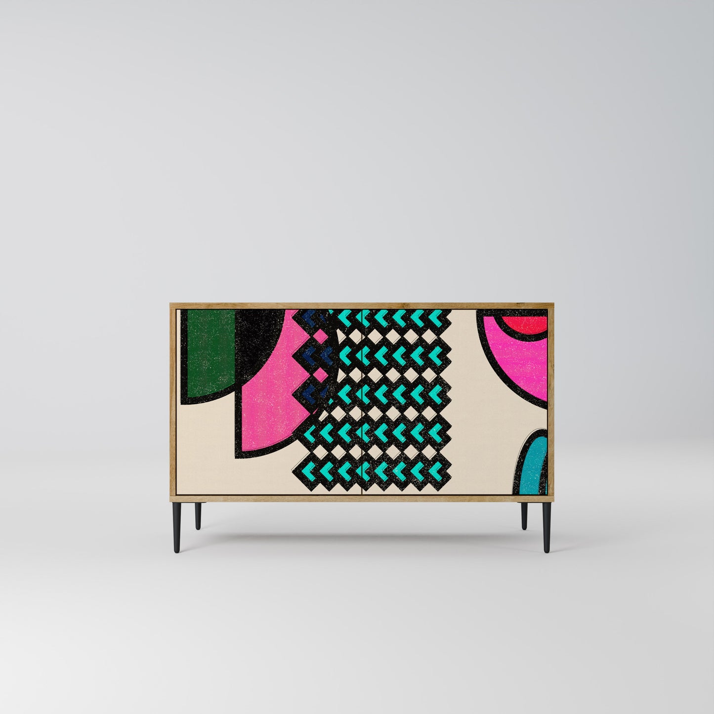 Credenza GEOMETRIC RHAPSODY a 2 ante in effetto rovere