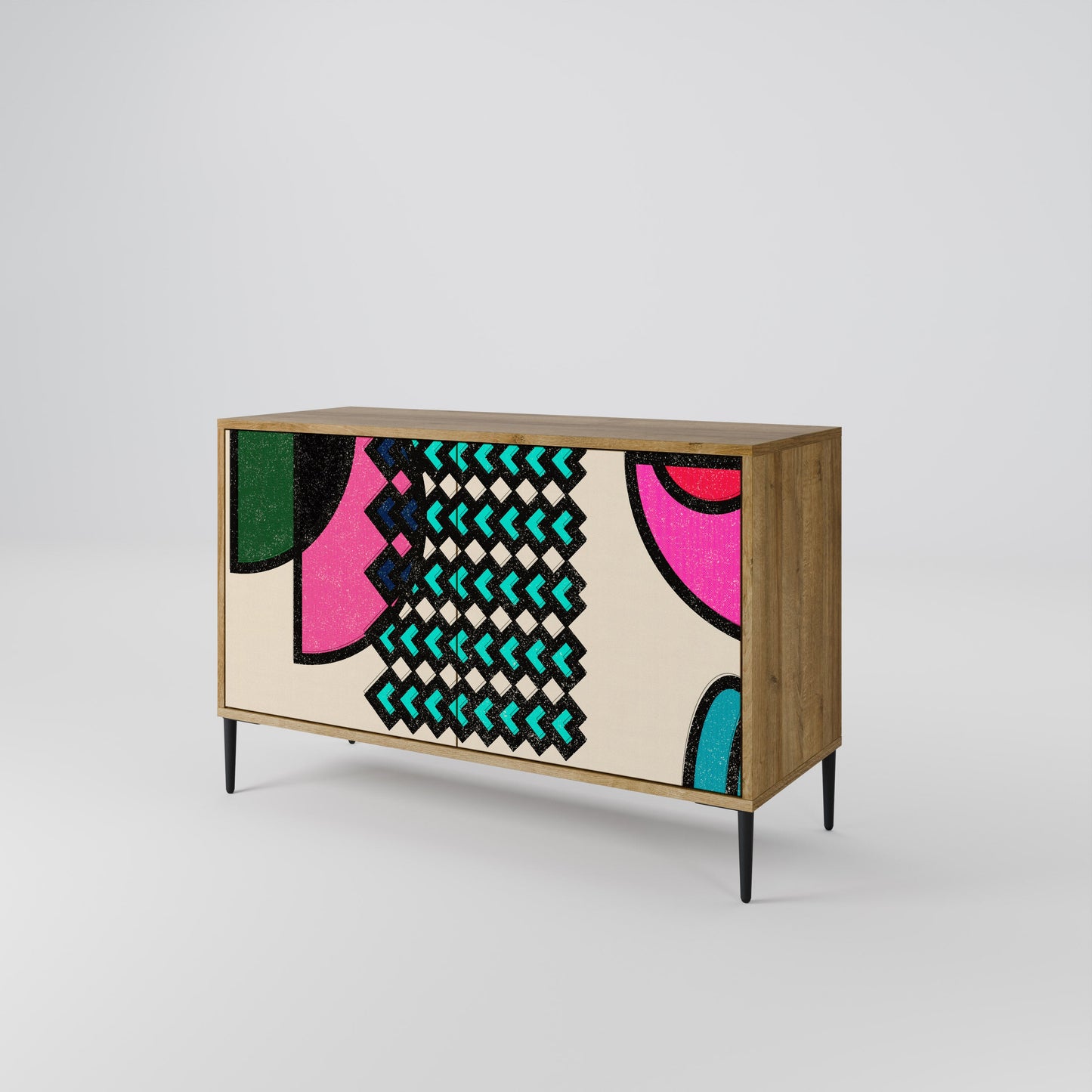Credenza GEOMETRIC RHAPSODY a 2 ante in effetto rovere