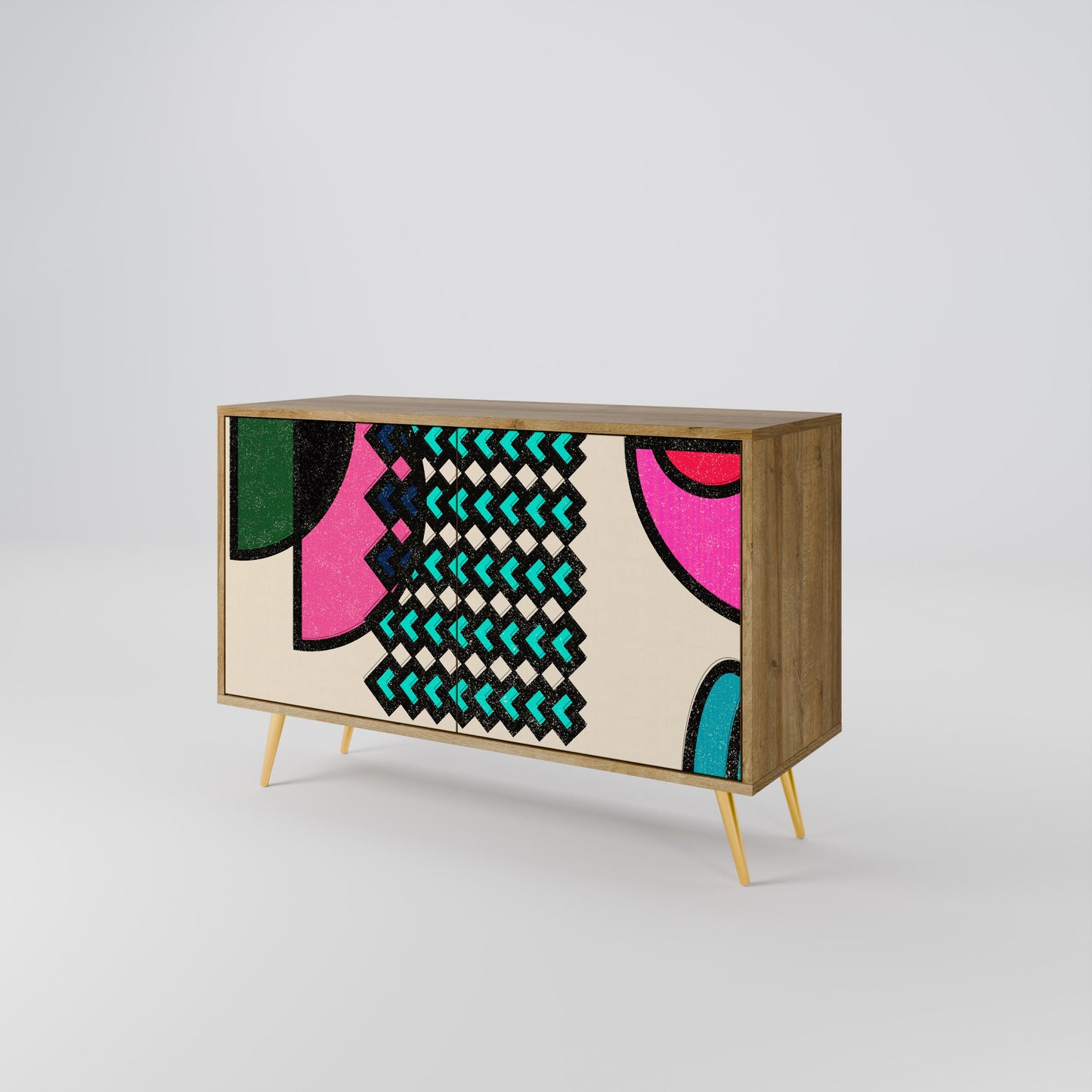 Credenza GEOMETRIC RHAPSODY a 2 ante in effetto rovere