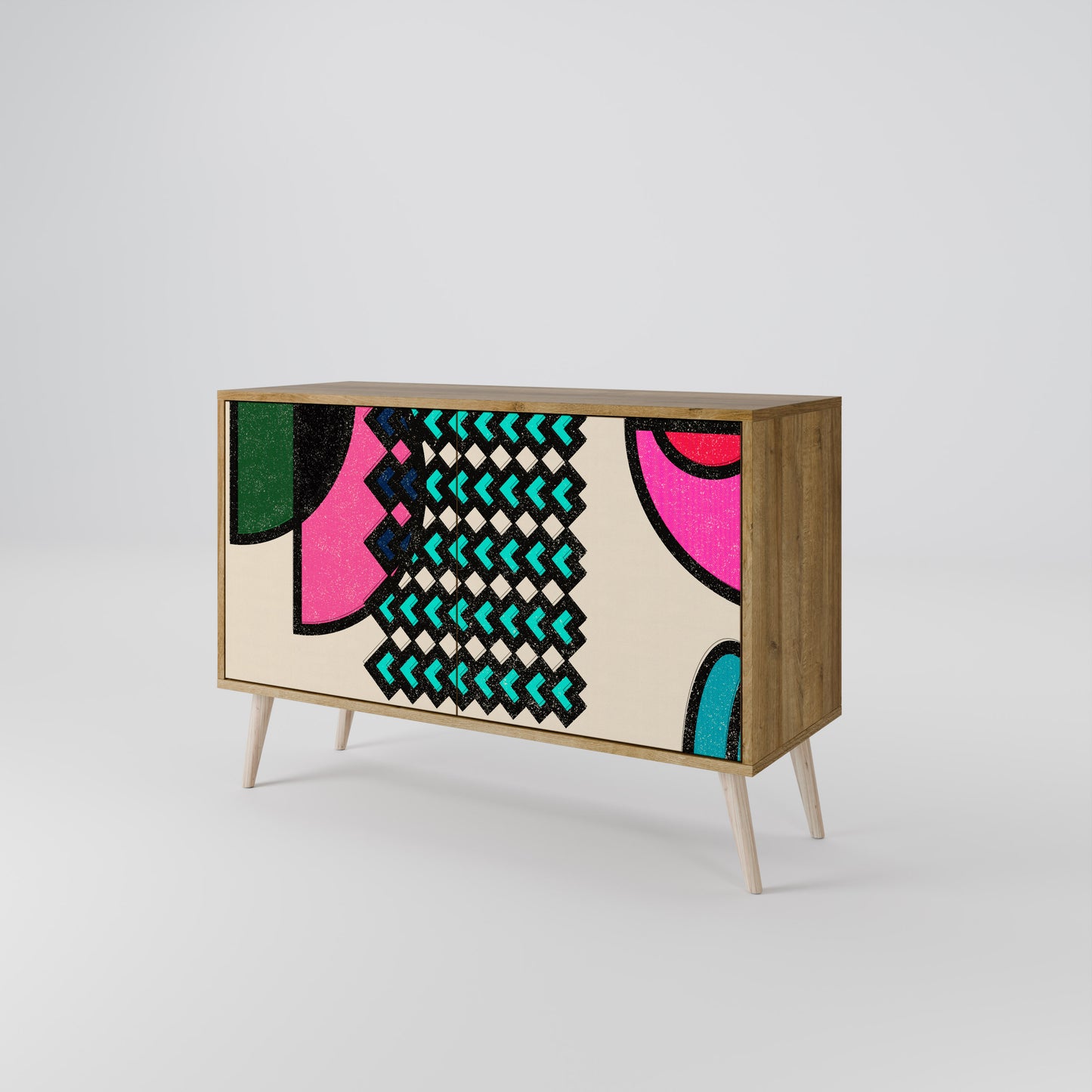 Credenza GEOMETRIC RHAPSODY a 2 ante in effetto rovere