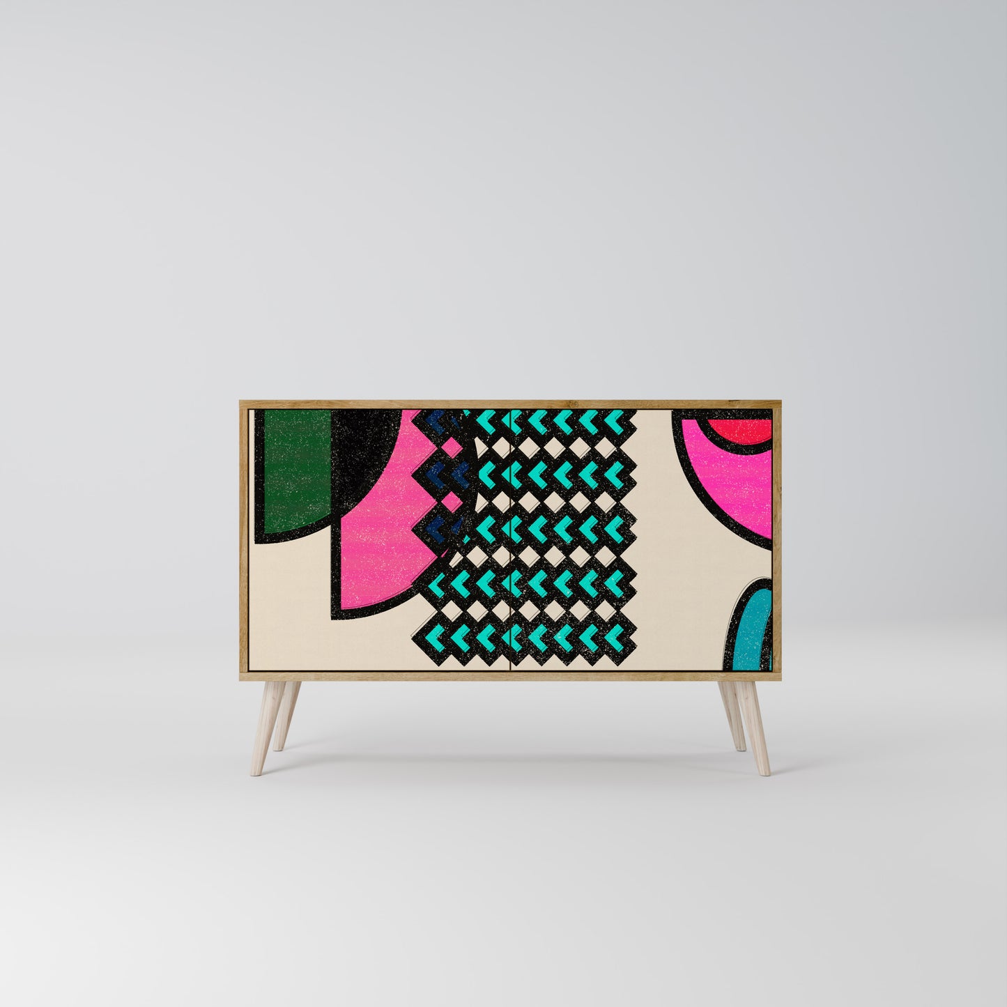 Credenza GEOMETRIC RHAPSODY a 2 ante in effetto rovere
