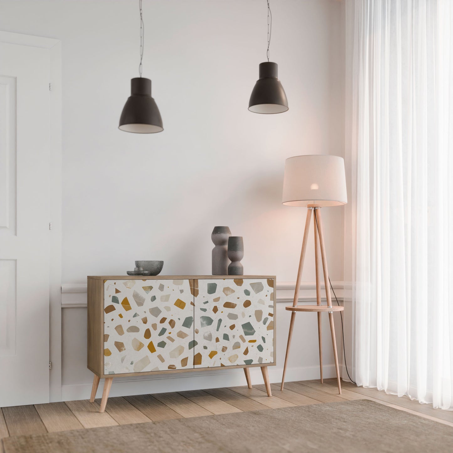 PIECES OF TOMORROW Credenza a 2 ante in effetto rovere