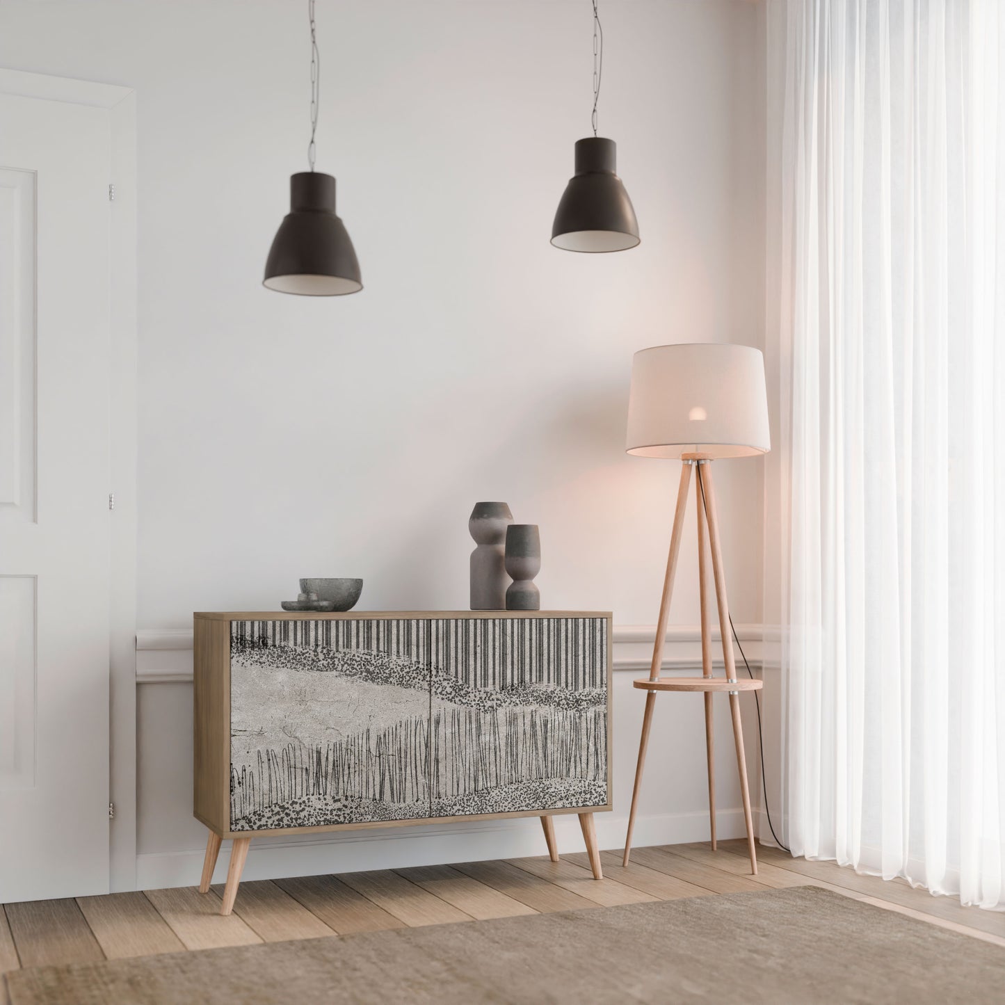 GRAIN LINES 2-Door Sideboard in Oak Effect