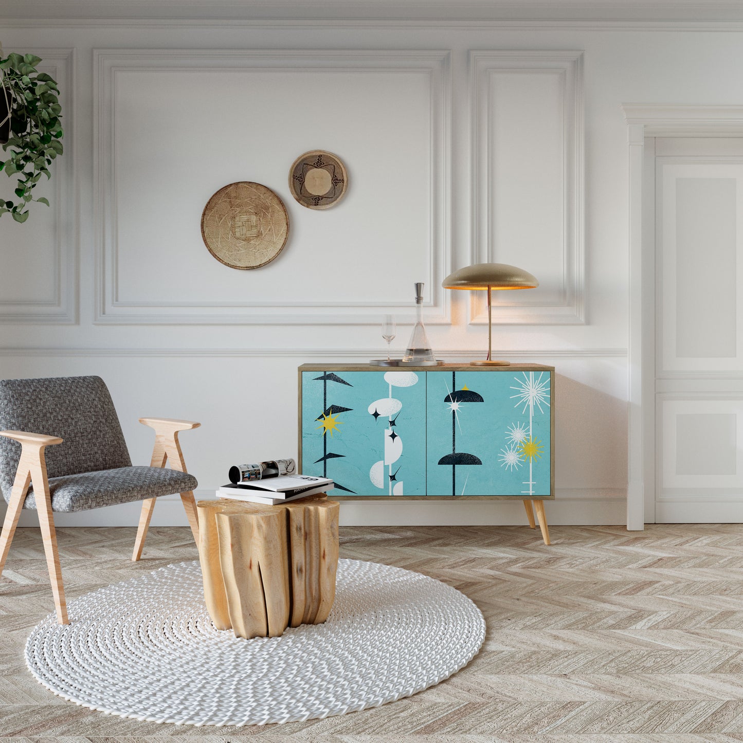 Credenza a 2 ante effetto rovere PATHS TO HAPPINESS