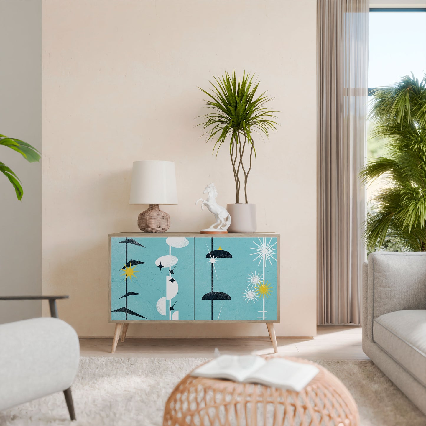 Credenza a 2 ante effetto rovere PATHS TO HAPPINESS