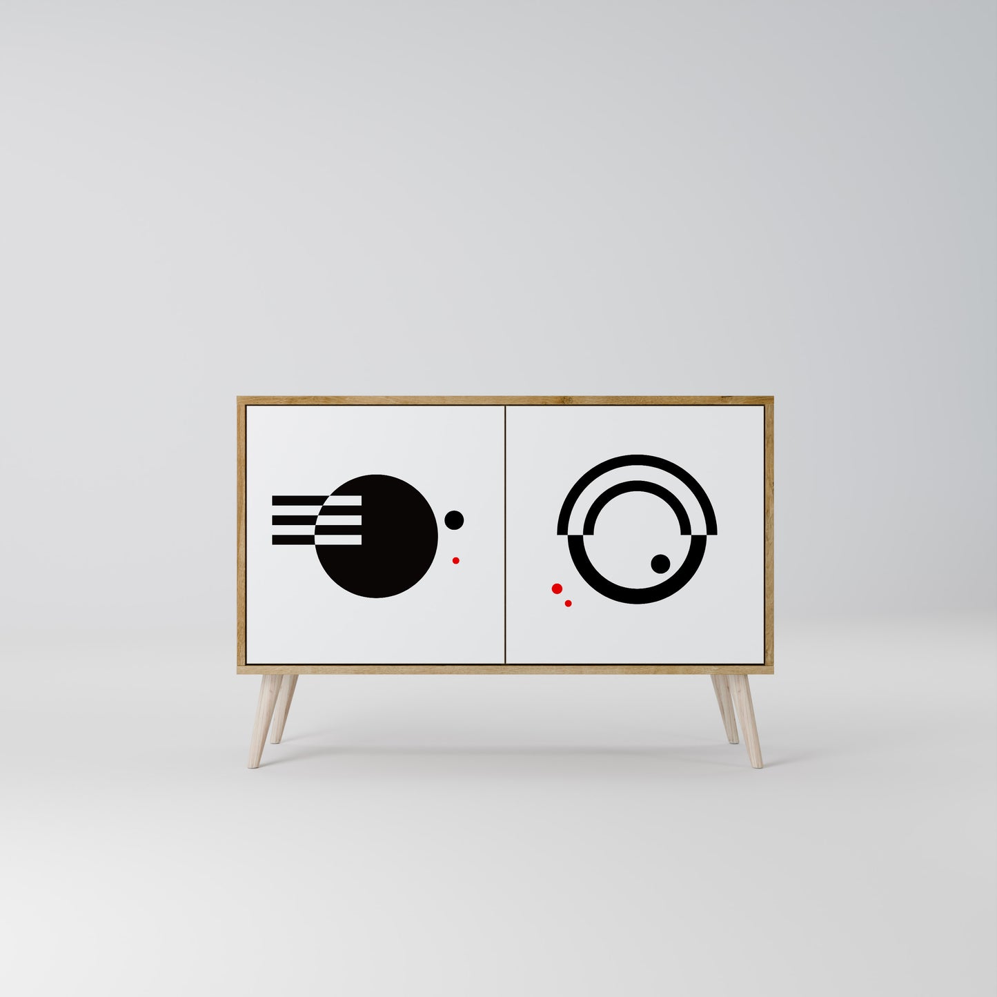 BLACK AND WHITE COMBINATION 2-Door Sideboard in Oak Effect