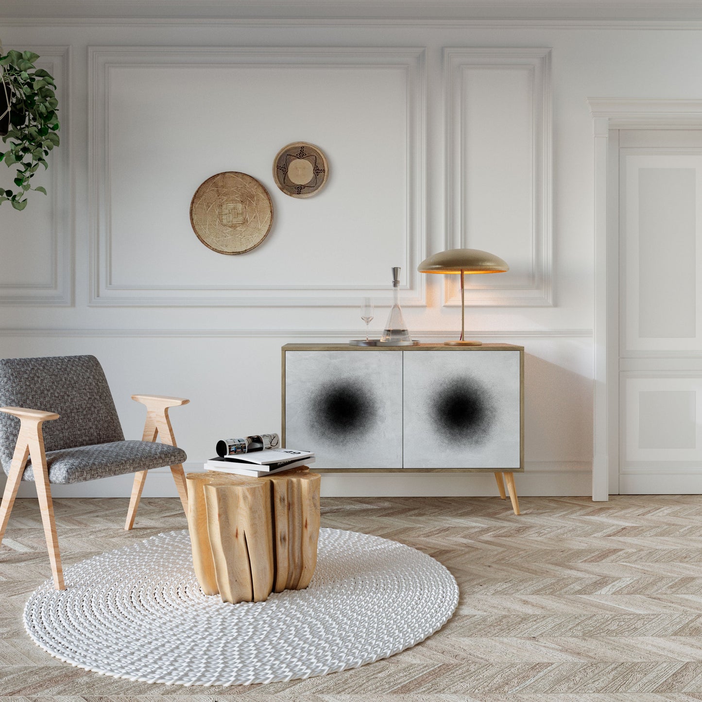 Credenza BLACK HOLE a 2 ante effetto rovere
