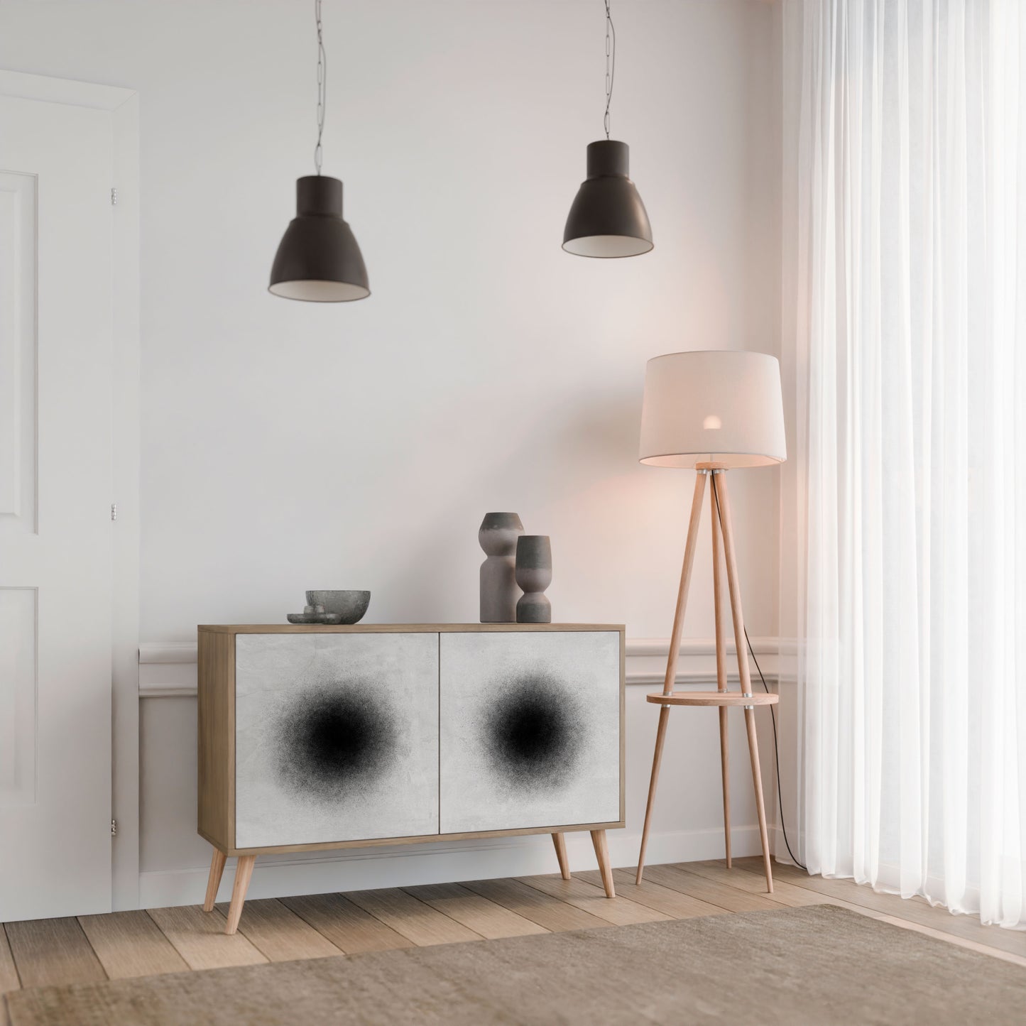 Credenza BLACK HOLE a 2 ante effetto rovere