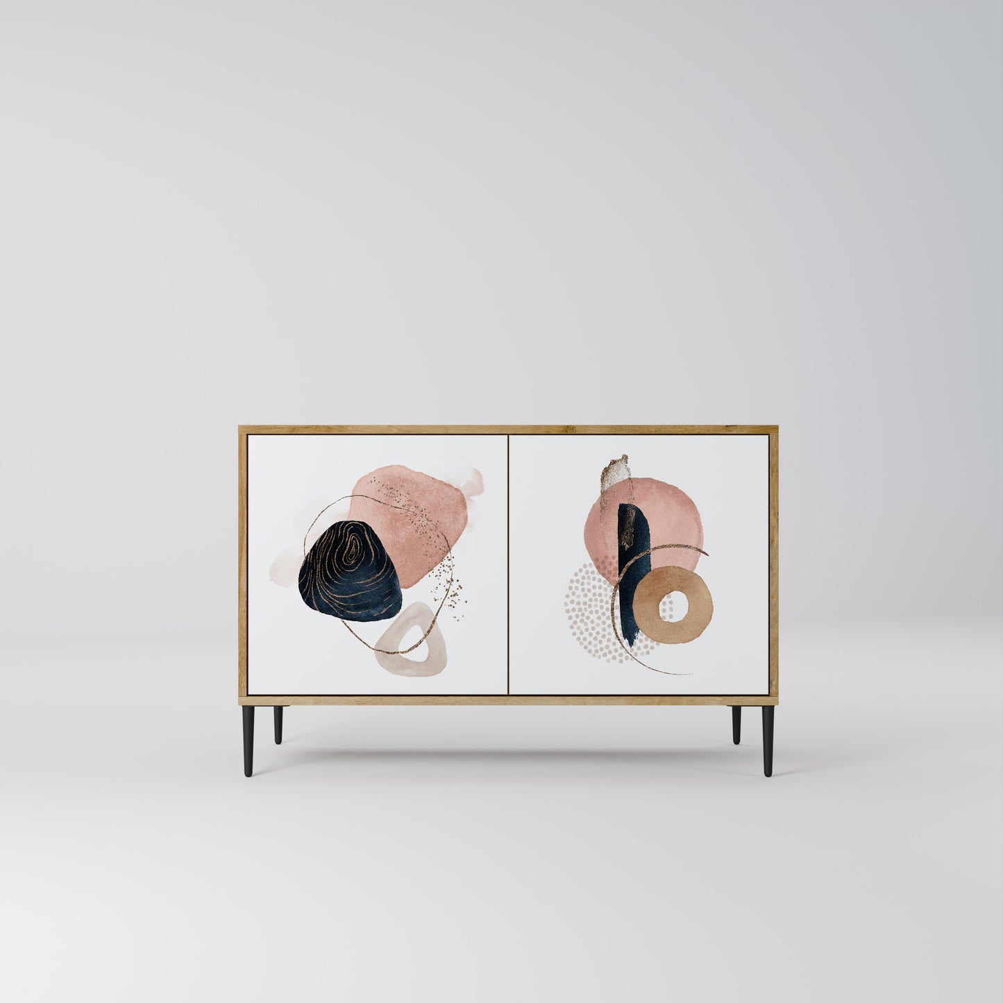Credenza a 2 ante COLORFUL SHAPES in effetto rovere