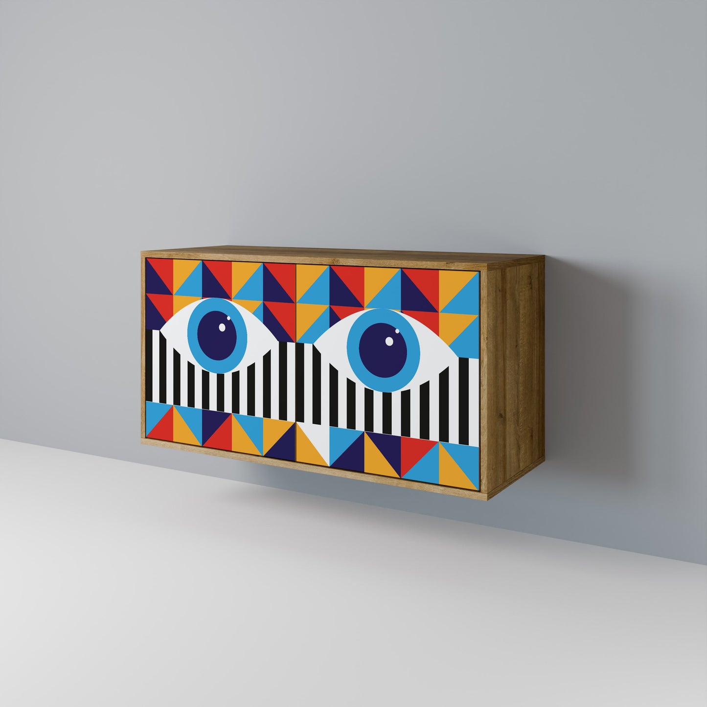 ASTRAZIONE E GEOMETRIA Credenza a 2 ante in effetto rovere