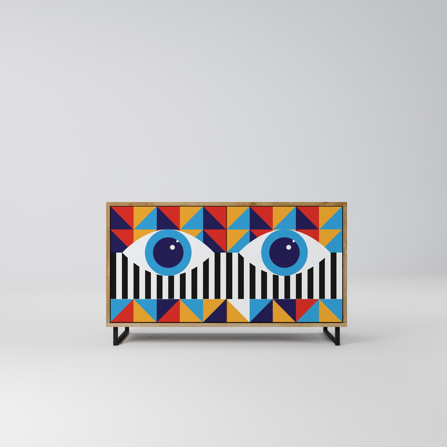 ASTRAZIONE E GEOMETRIA Credenza a 2 ante in effetto rovere