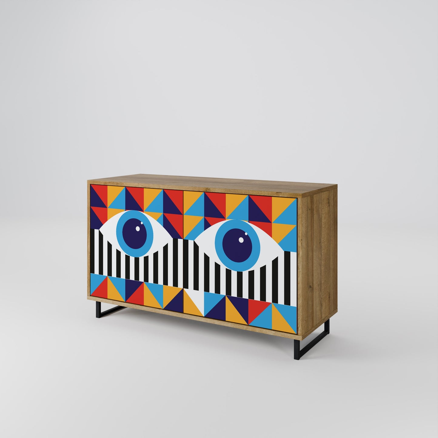 ASTRAZIONE E GEOMETRIA Credenza a 2 ante in effetto rovere