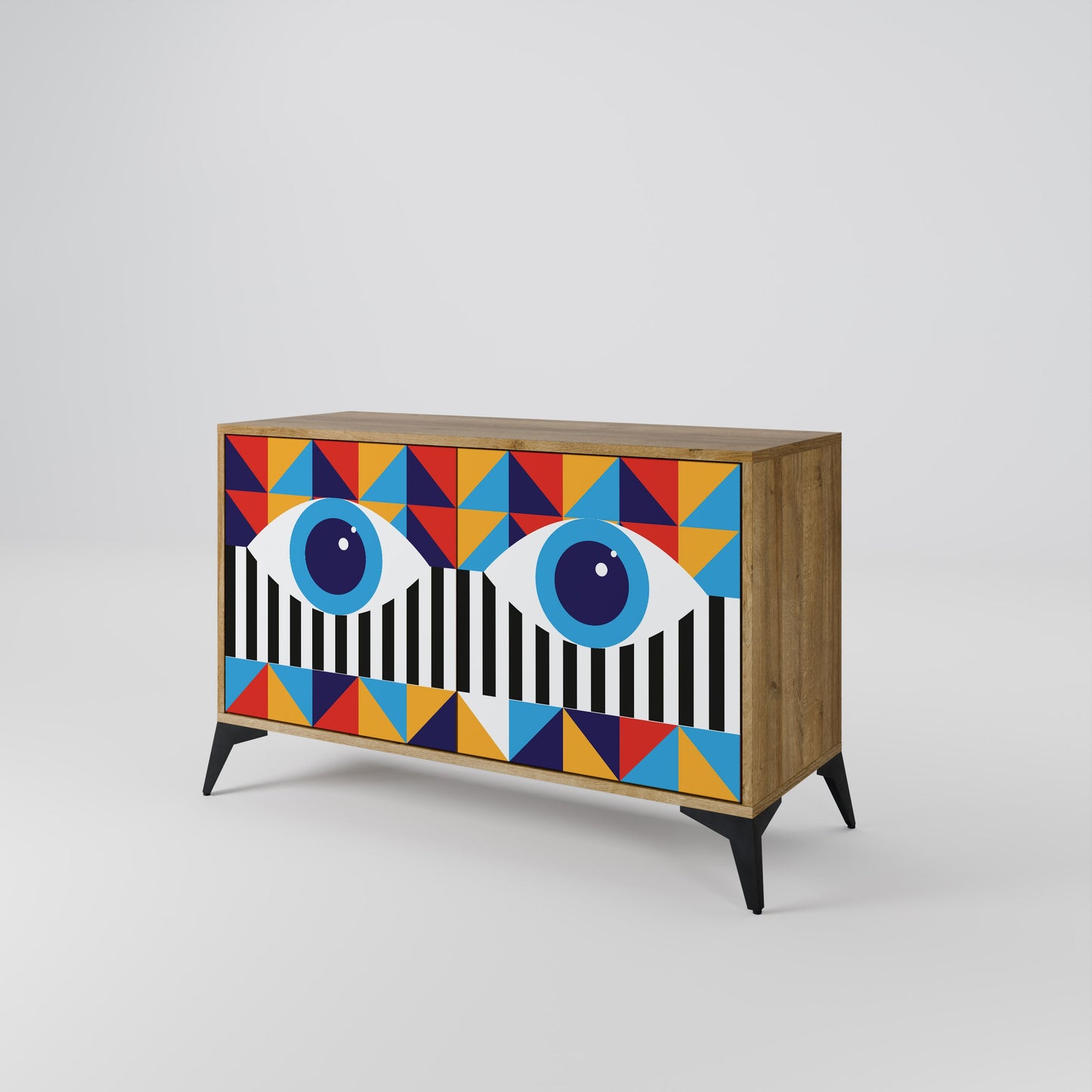 ASTRAZIONE E GEOMETRIA Credenza a 2 ante in effetto rovere