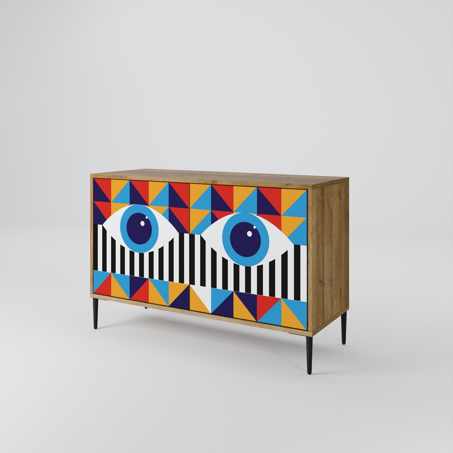 ASTRAZIONE E GEOMETRIA Credenza a 2 ante in effetto rovere