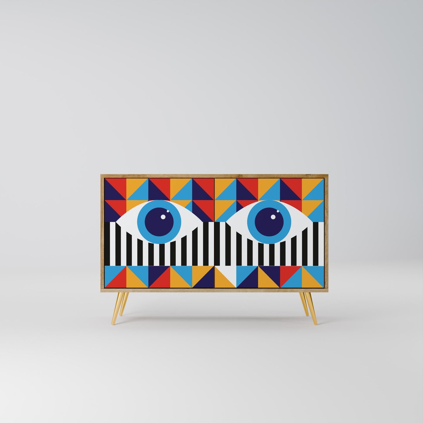 ASTRAZIONE E GEOMETRIA Credenza a 2 ante in effetto rovere