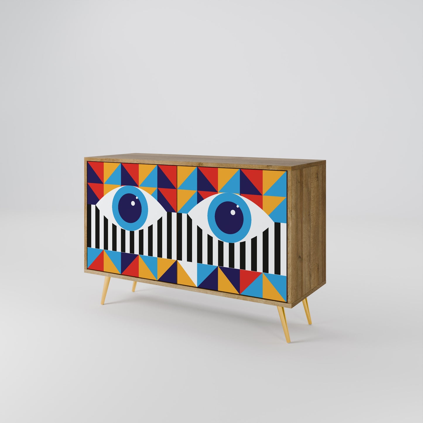 ASTRAZIONE E GEOMETRIA Credenza a 2 ante in effetto rovere