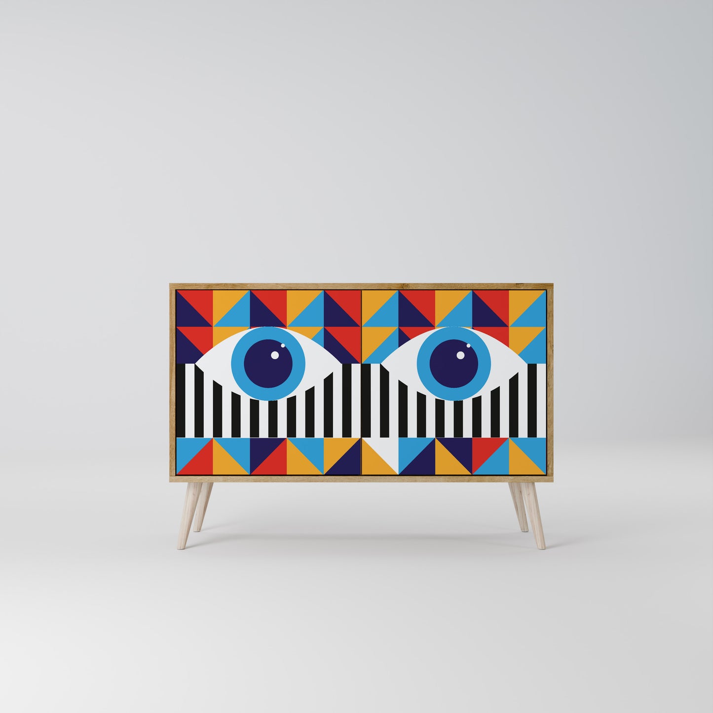 ASTRAZIONE E GEOMETRIA Credenza a 2 ante in effetto rovere