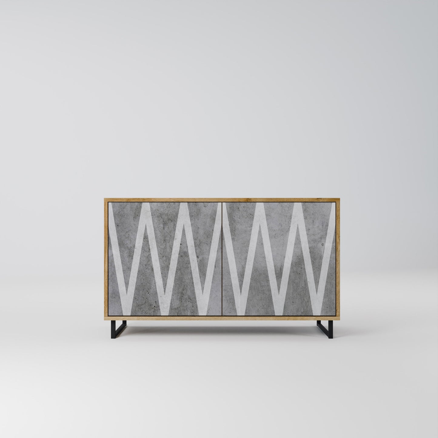 Credenza SOLID ZIG ZAG a 2 ante in effetto rovere