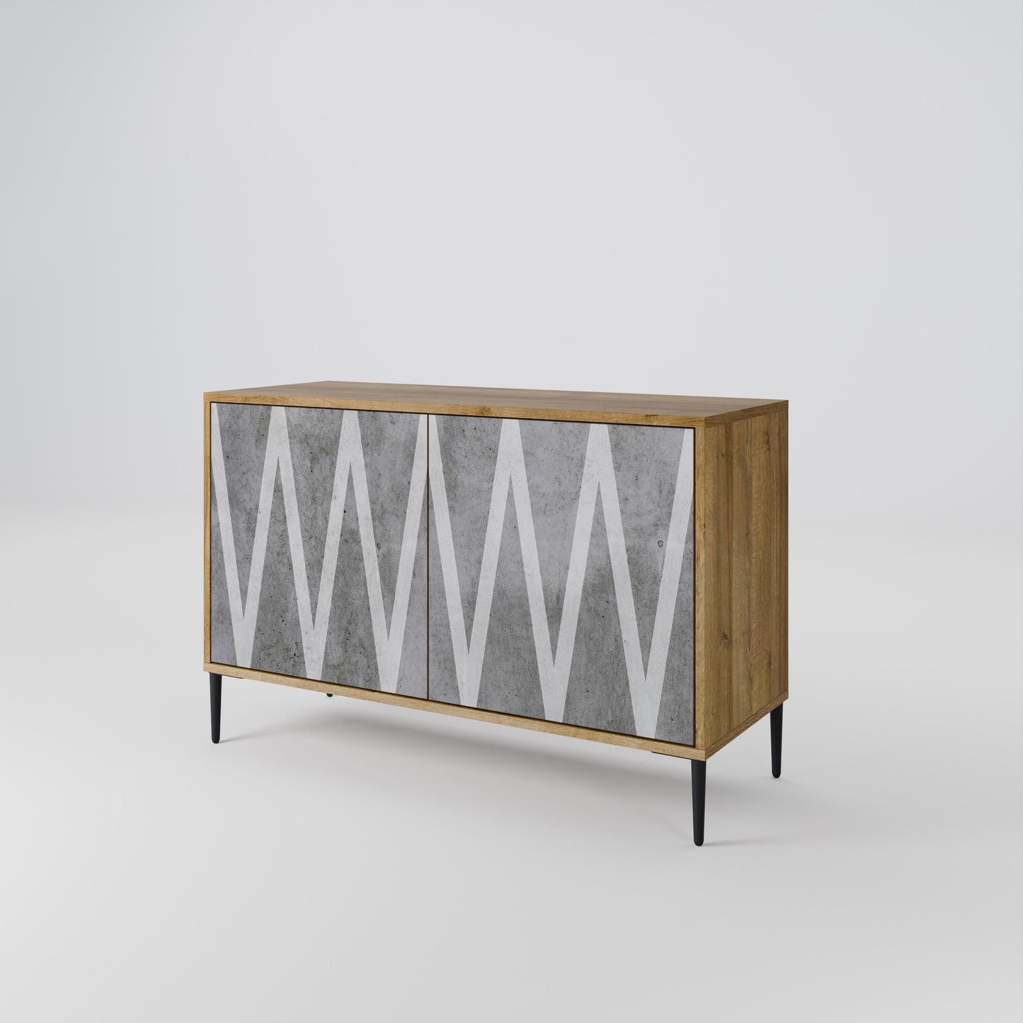 Credenza SOLID ZIG ZAG a 2 ante in effetto rovere