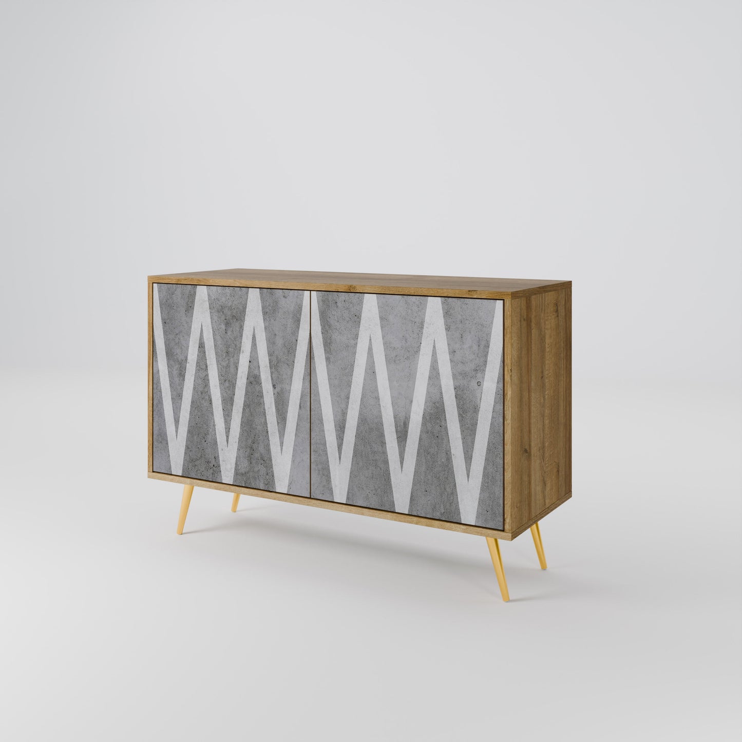 Credenza SOLID ZIG ZAG a 2 ante in effetto rovere
