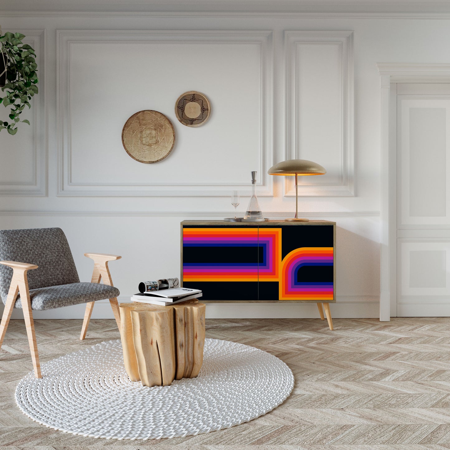 Credenza a 2 ante effetto rovere BLINDATE BY THE LIGHTS