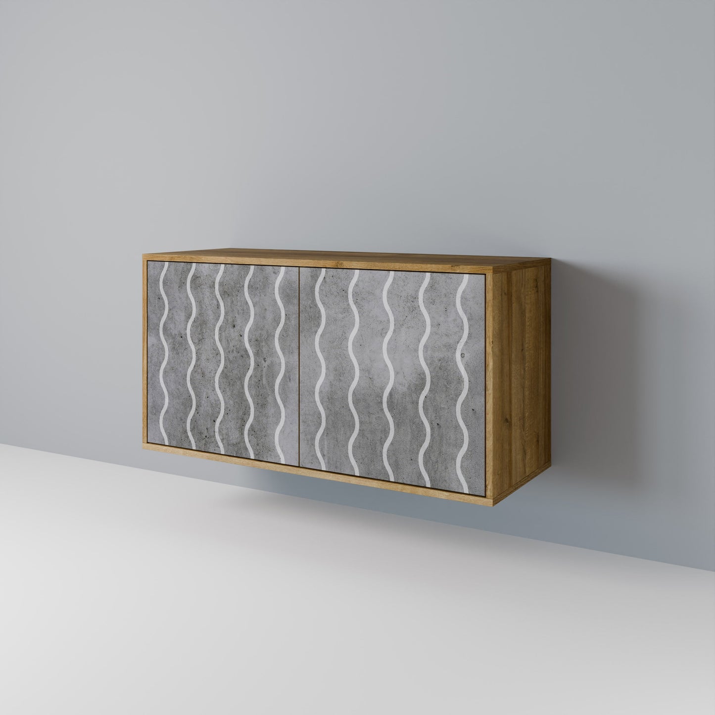 Credenza WAVES OF CONCRETE a 2 ante in effetto rovere
