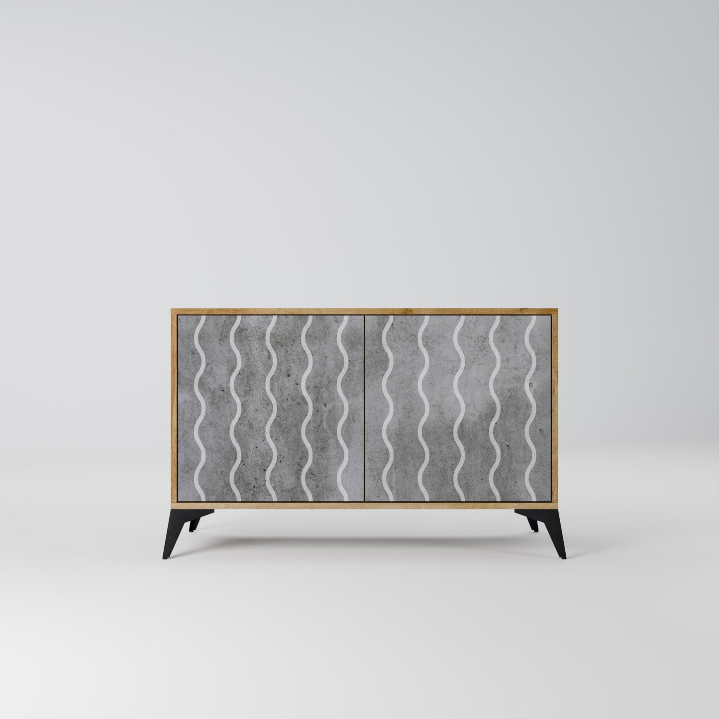 Credenza WAVES OF CONCRETE a 2 ante in effetto rovere